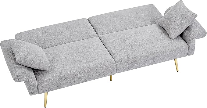 modern Grey upholstered loveseat sofa bed with adjustable