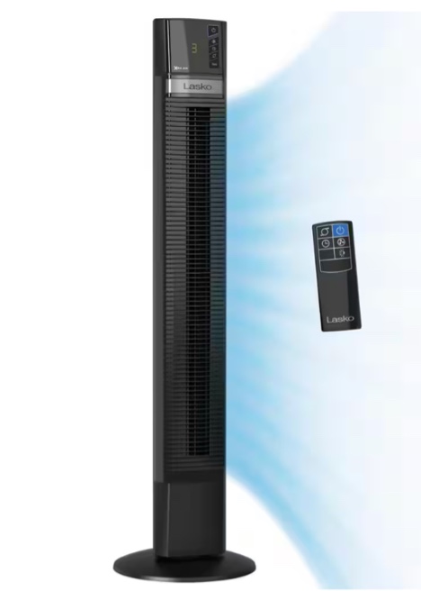 lasko xtra air® 48" extended airflow oscillating tower fan with 4-speeds, 12-hr auto shut off timer, digital controls, and multi-function remote control