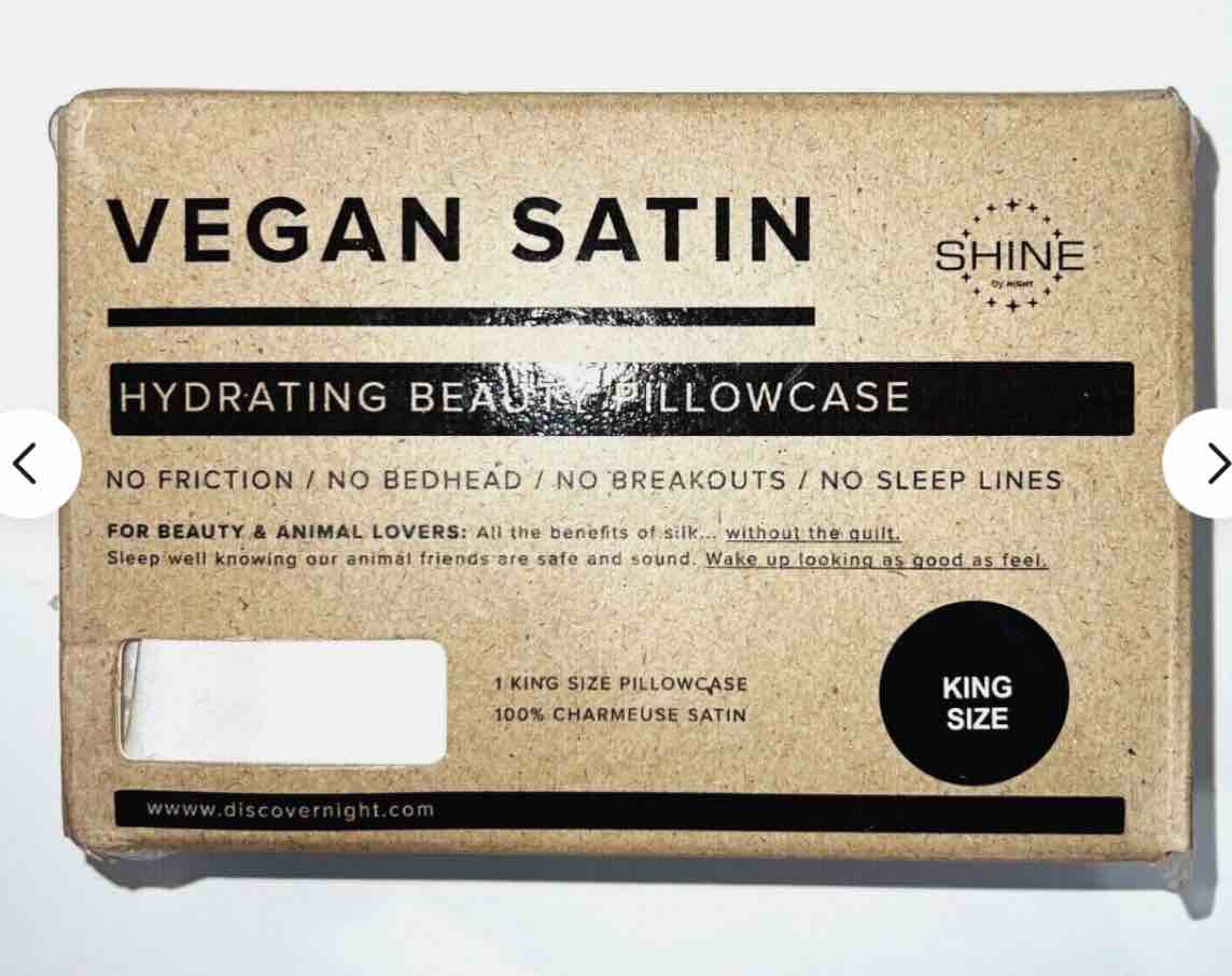 Shine by NIGHT Charmeuse Vegan Satin Silky Beauty Pillowcase Cream KING 20x40