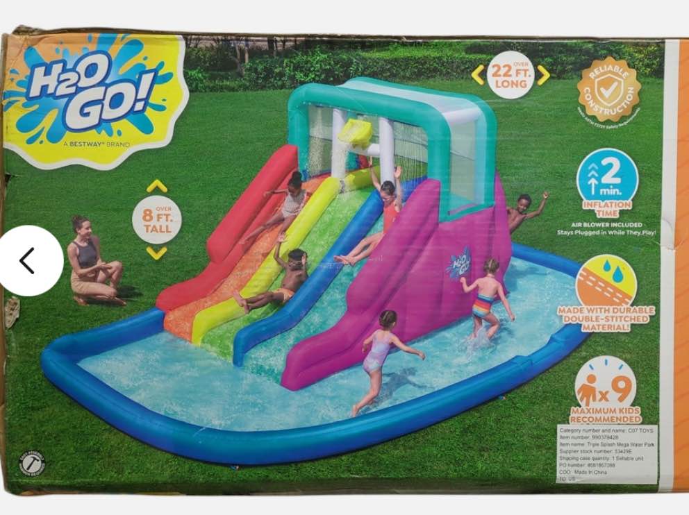 H2OGO! Kids Triple Splash Mega Inflatable Water Park, Multicolor