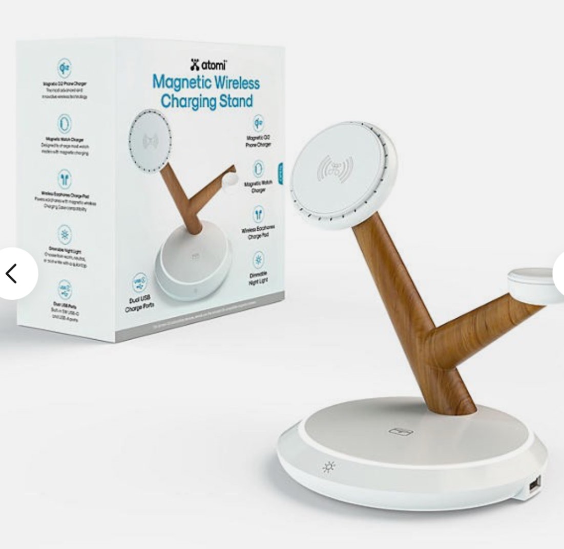 Atomi AT2519-QI2-CHARGE STAND Qi2 Magnetic Wireless Charging Stand, White