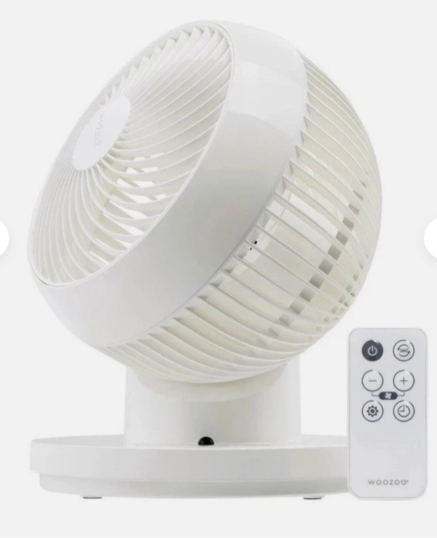 woozoo 360 degree oscillating personal fan, white