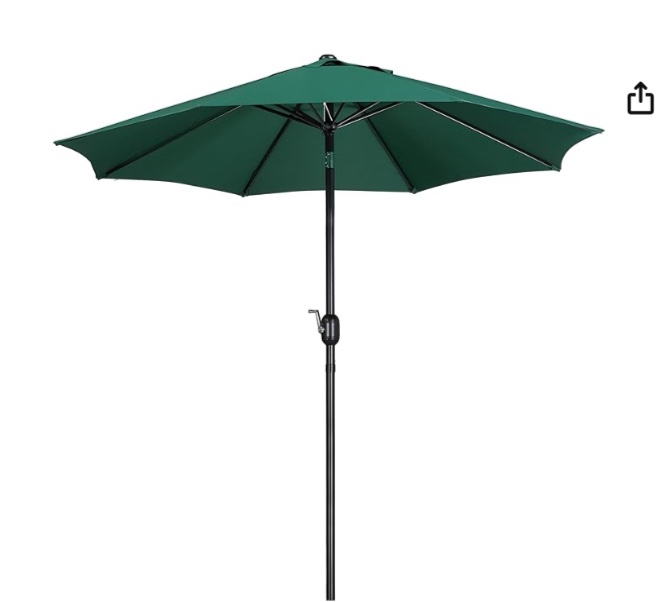 (similar to the photo) Yaheetech 9FT Patio Umbrella Market Table Umbrella Outdoor Canopy Umbrella with Push Button Tilt & Easy Crank Lift for Garden/Lawn/Deck/Backyard/Beach/Pool, 8 Ribs