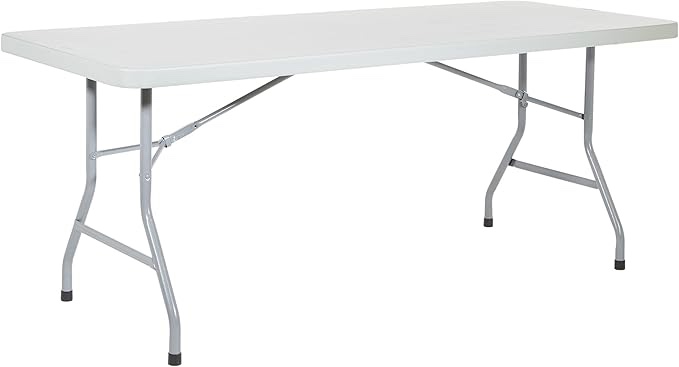 office star resin multipurpose rectangle folding table for indoor or outdoor use, 6 feet light 