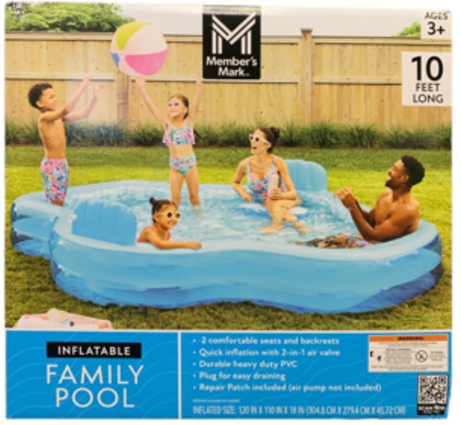 Member's Mark 2-Seater Inflatable Family Pool, 10-Feet Long, Quick-Inflate