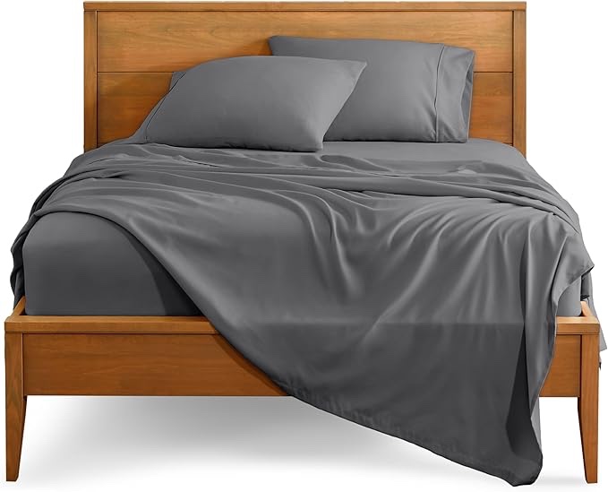 Bare Home Queen Sheet Set - Luxury 1800 Ultra-Soft Microfiber Bed Sheets - Double Brushed - Deep Pockets - Easy Fit - 4 Piece Set - Bedding Sheets & Pillowcases (Queen, Grey)