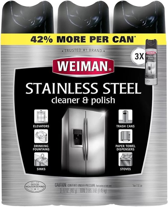 weiman stainless steel cleaner & polish (17oz.,3pk.)