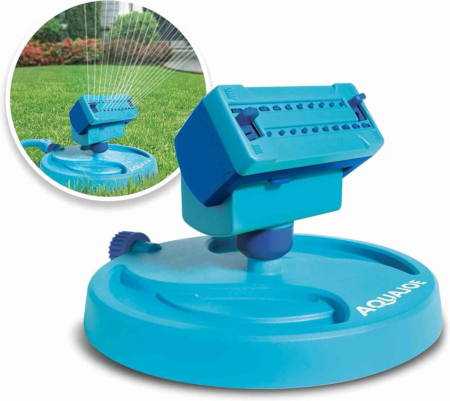aqua joe aj-ospr20 mini gear-driven oscillating sprinkler on sled base blue new