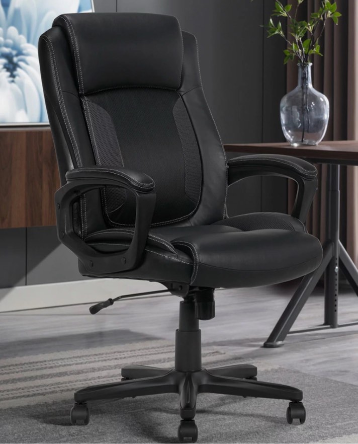 Serta Mid-Back Office Chair With Mesh Accents And Memory Foam, Black