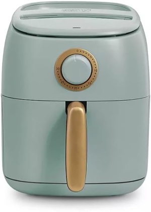 daash ceramic tasti-crisp express air fryer 2.6qt, oil-free cooking, adjustable timer, non-stick ceramic coating, compact size for small kitchens, fast heating for fries, chicken (sage)