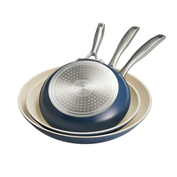 tramontina cold forged 8", 10", and 12" fry pans with ceramic interior