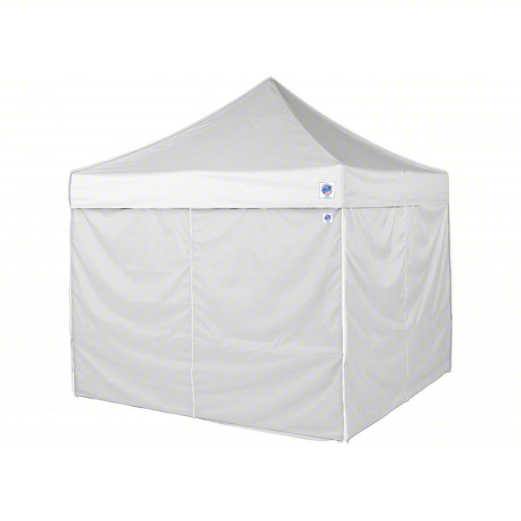 E-Z UP Instant Portable Commercial Canopy 3 Full Walls, 10' x 10', White