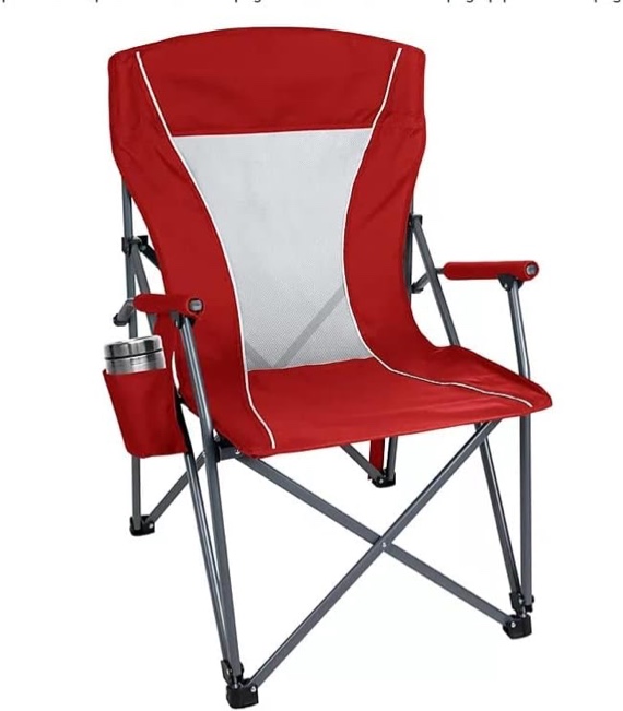Oversized Folding Hard ARM Lawn Chair 325 LB Color: RED New- Camping and Beach