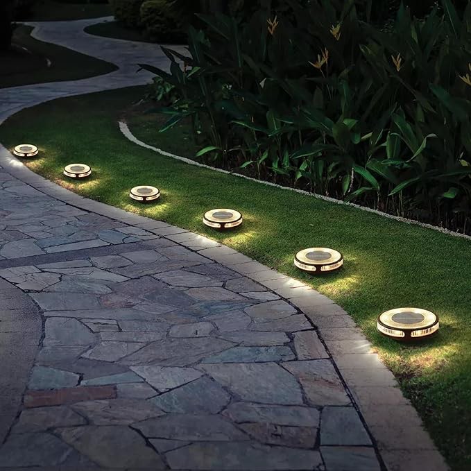 Member's Mark 6-Pack Matte Black LED Solar Disc Lights, 30 Lumens