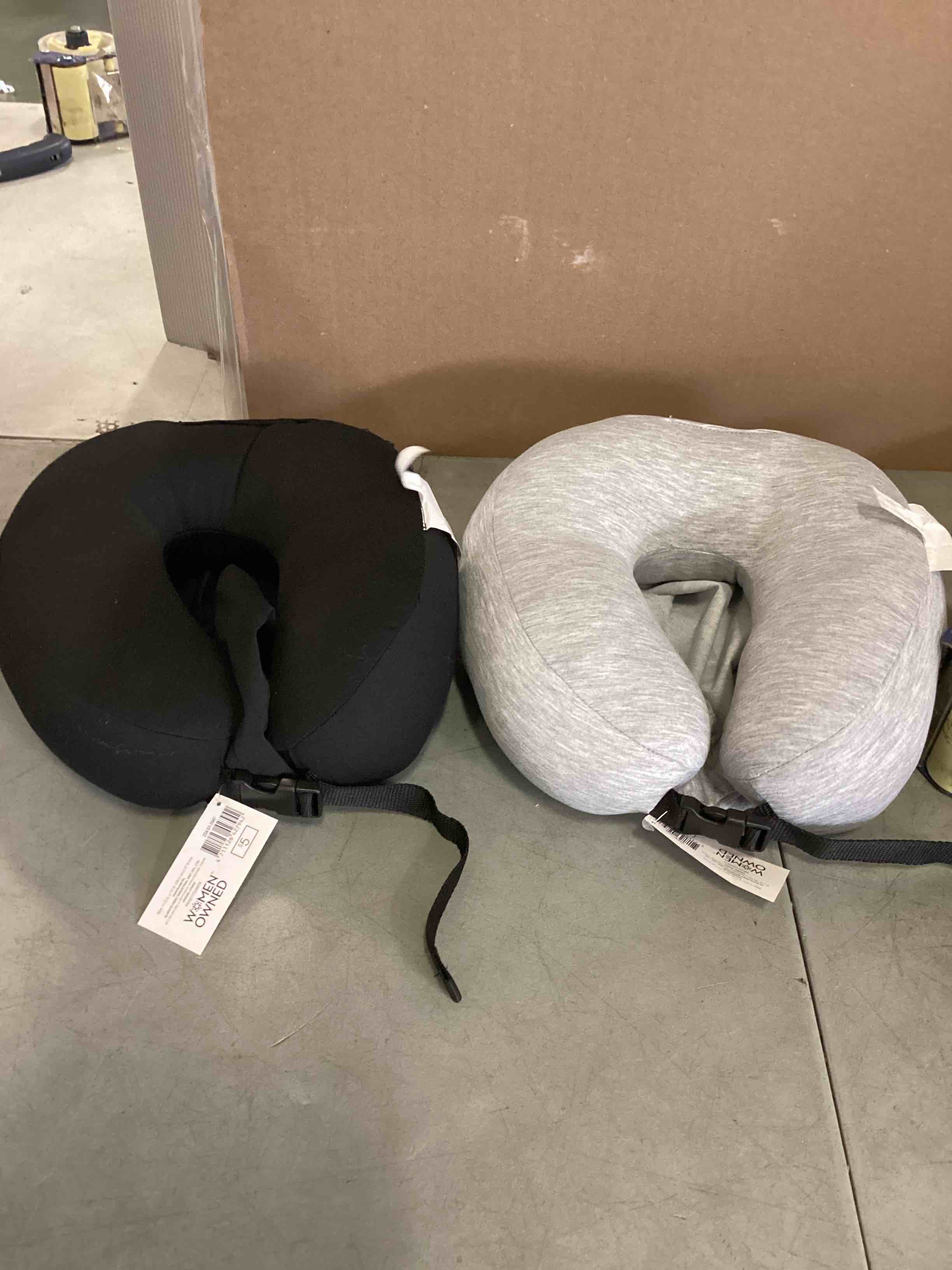 assorted HOODED TRAVEL PILLOW TWO DIFFERENT COLORS GRAY AND BLACK SIZE 11.5 inx11 in, total of  8 pcs