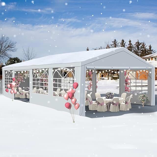 metal party tent canopy, heavy duty outdoor wedding gazebo with 4 sand bags