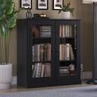 (only 1 box, incomplete)  100% Solid Wood 3-Shelf Bookcase with Clear Glass Doors and Adjustable Shelves