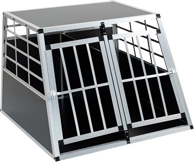 Double Doors Pet Car Transport Cage Aluminium Puppy Travel Crate Box Trapezoidal Kennel Dog Cat Carrier Cage