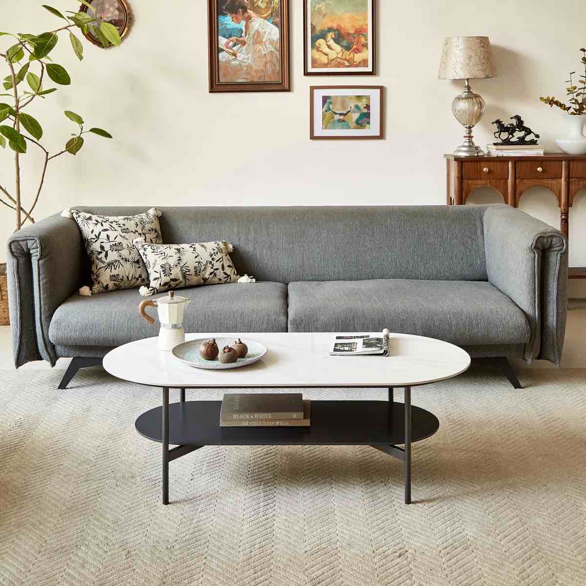 Cedric Sintered Stone Oval Coffee Table