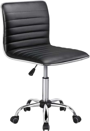 Merchiston Low-Back Modern Ribbed Upholstered Vinyl Swivel Desk Chair