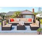 Arleht 7 Piece Rattan Complete Patio Set with Cushions incomplete only 1 box 
