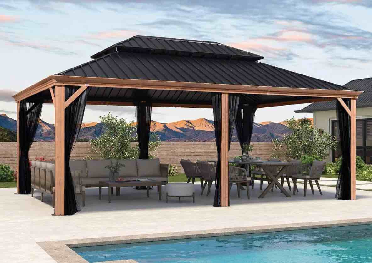 Gazebo for Patio Wood (((incomplete only 1 box )))