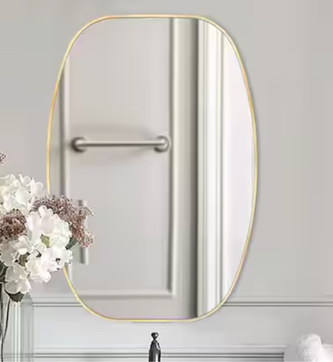 20 in. W x 30 in. H Glod Oval Wall Mirror Aluminum Frame Vanity Mirror Bathroom Mirror