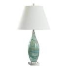 Veridian Blue Multi - Glass Table Lamp - White Shade