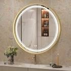 Lawnmount Round Vanity Mirror LED Lighted Metal Wall Mirror Dimmable Bathroom Mirror
