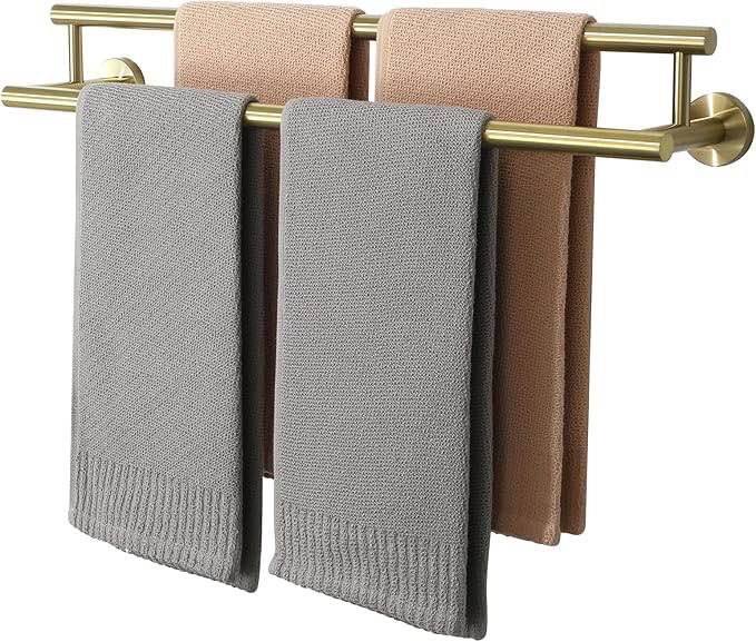 Alise Double Bath Towel Bars Towel Racks for Bathroom Lavatory,Wall Mount Towel Holder SUS304 Stainless Steel Towel Hanger Rail,GYT6902-LS Brushed Nickel,24-Inch Visit the Alise 