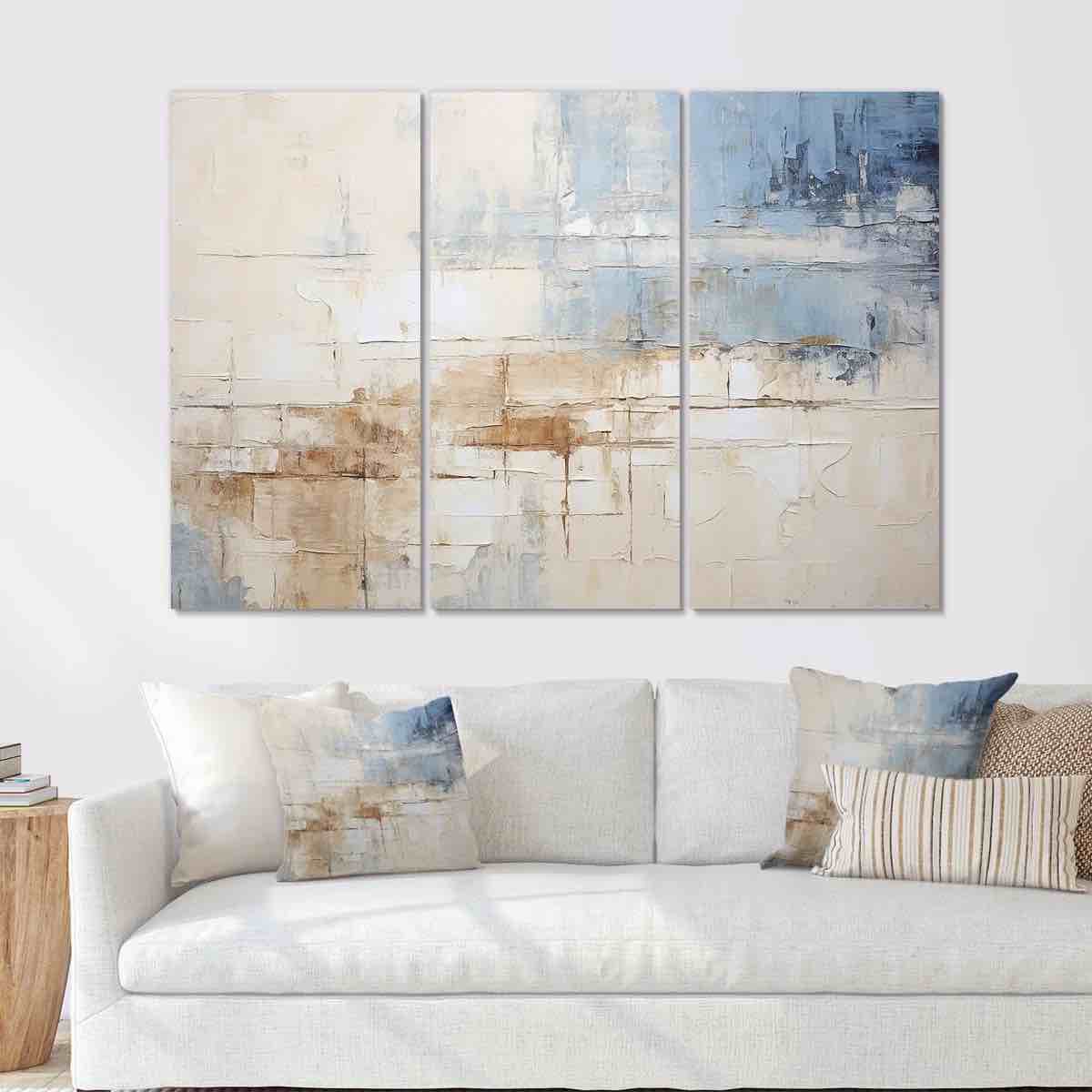 Minimalism Beige And Grey Wave Horizon III - Coastal Minimalism Wall Art Living Room Set( 40” x 60” inch) 