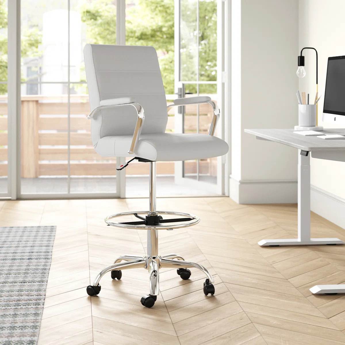 Adjuto Ergonomic Upholstered Mid-Back Swivel Office Chair with Foot Ring