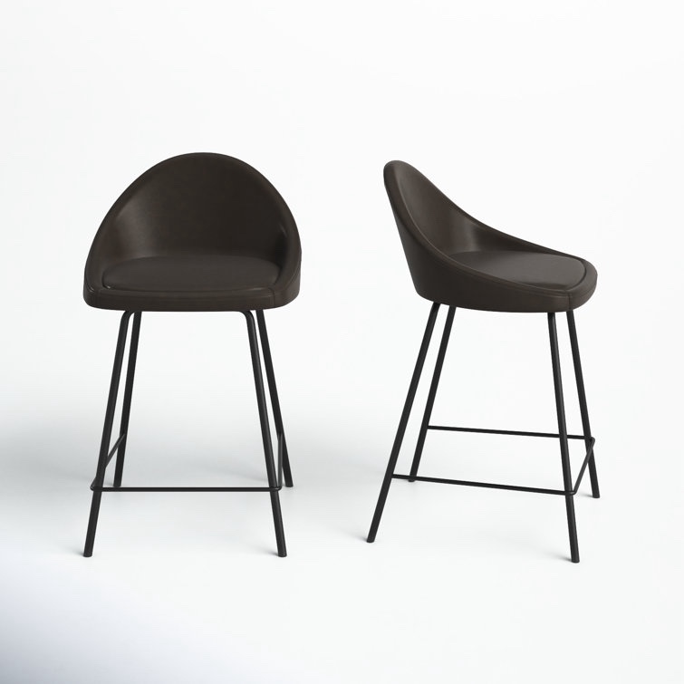 Holmes Vegan Leather Bar & Counter Stool (Set of 2) Brown