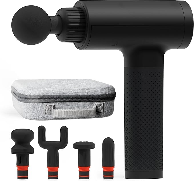 Sharper Image Powerboost Massage Gun – 5 Attachments, 6 Speeds| Ergonomic Deep Tissue Percussion Massager| Full Body Muscle Recovery & Pain Relief| Fathers Day Gift for Dad| FSA/HSA Eligible