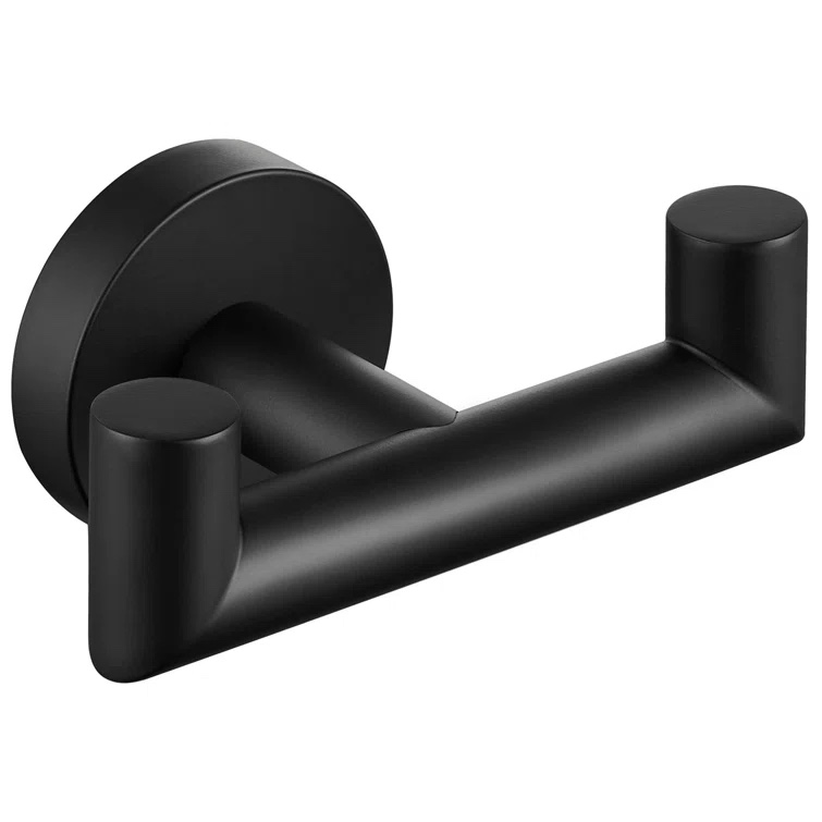 Matte Black Stainless Steel Bathroom Double Mounting Robe Hook (Part number: AFB083)
