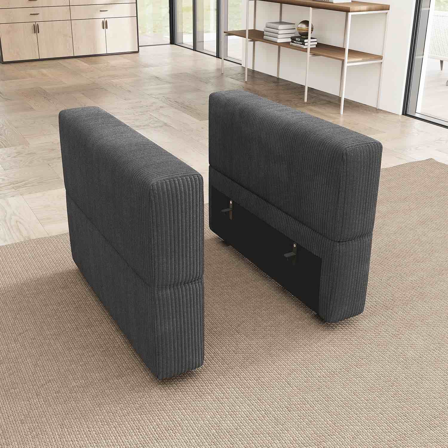 (incomplete) (similar to stock photo) Honbay grey corduroy sofa arms C3796