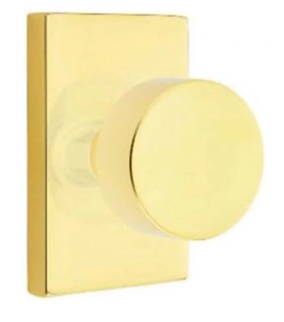 Emtek Round Knobset Privacy Door Knob Set with Modern Rectangular Rose