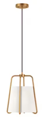 Marduk 1-Light Antique Brass Pendant with Fabric Shade