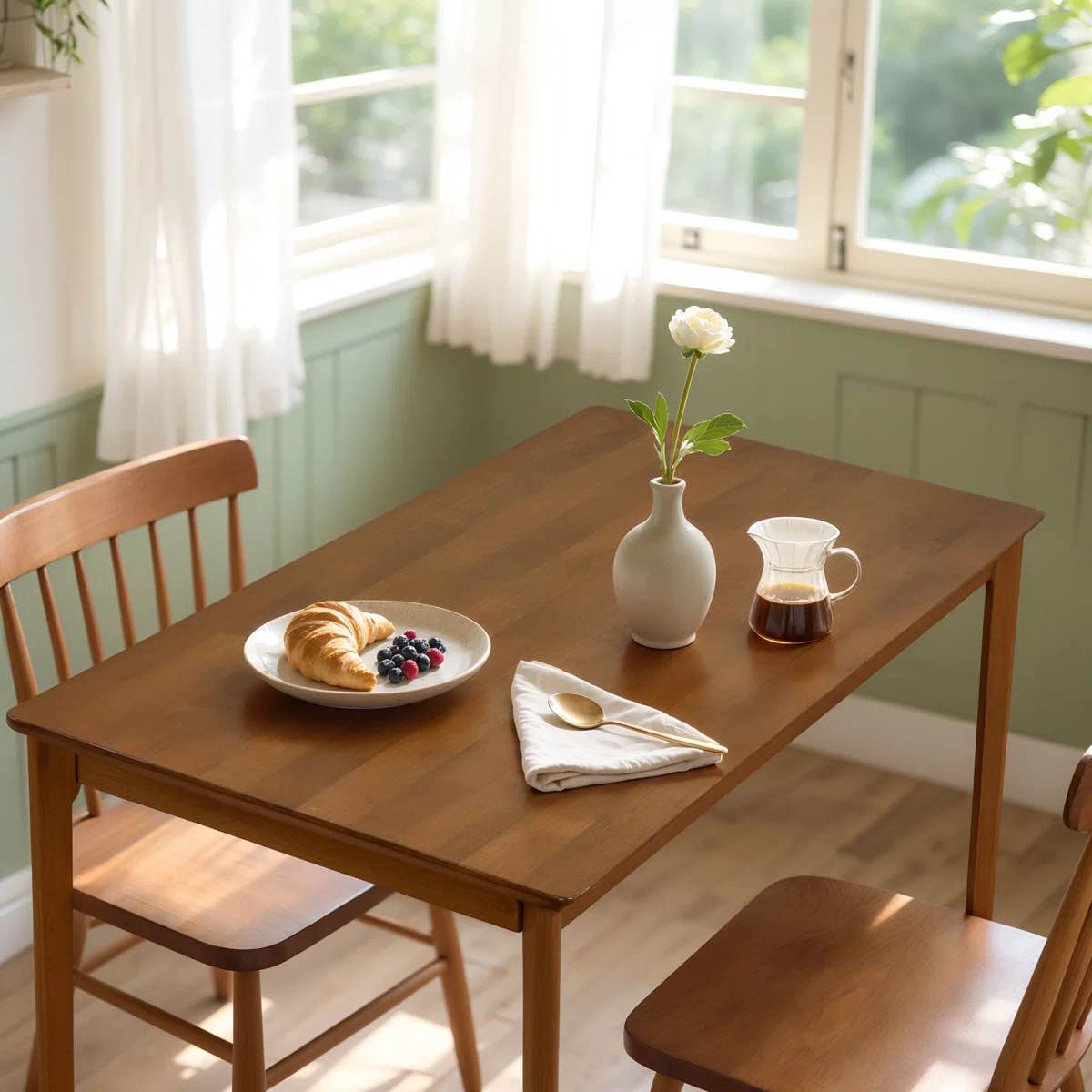 Seita Modern Farmhouse Square Table, Cozy Wooden Dining Table for 1-2 Persons, Ideal for Small Kitchen & Dinner Spaces