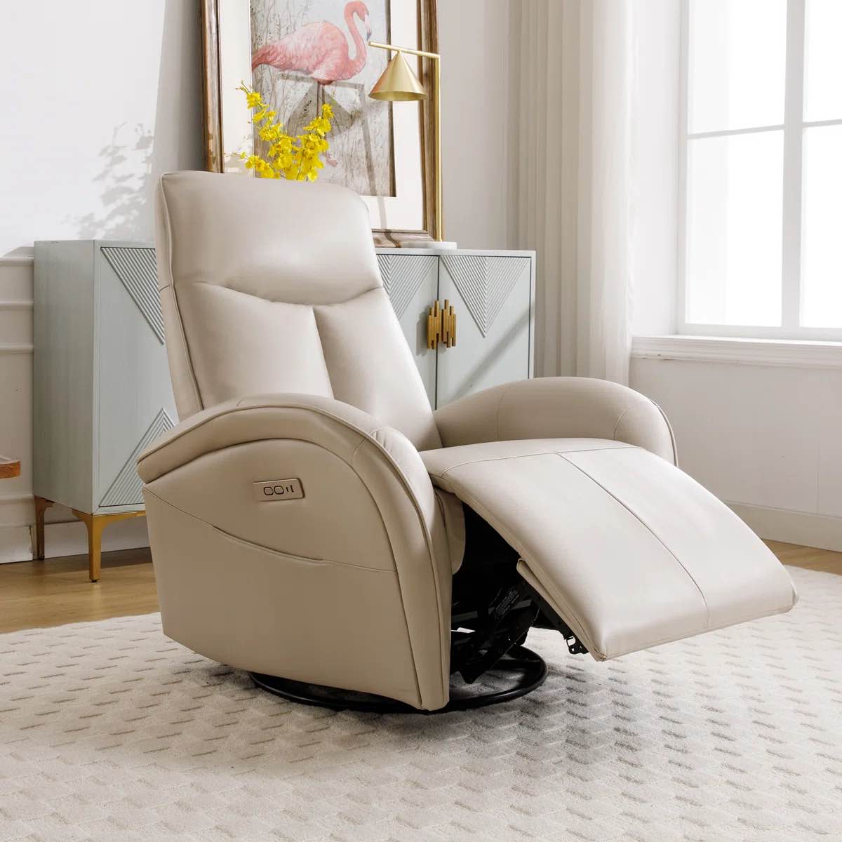 Desheena Power Recliner Swivel Rocking Recliner with USB?Type C Port