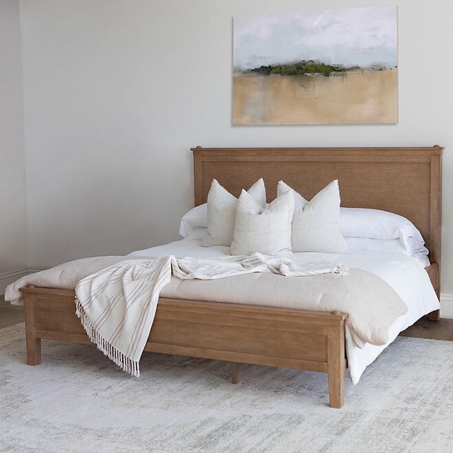 details by Becki Owens Ren Platform Bed, Distressed Natural Wood Finish, king (incomplete box 2 of 3 only)