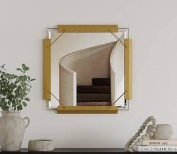 MacLuu Square Metal Decorative Wall Mirror - Gold - 24"x 24” 