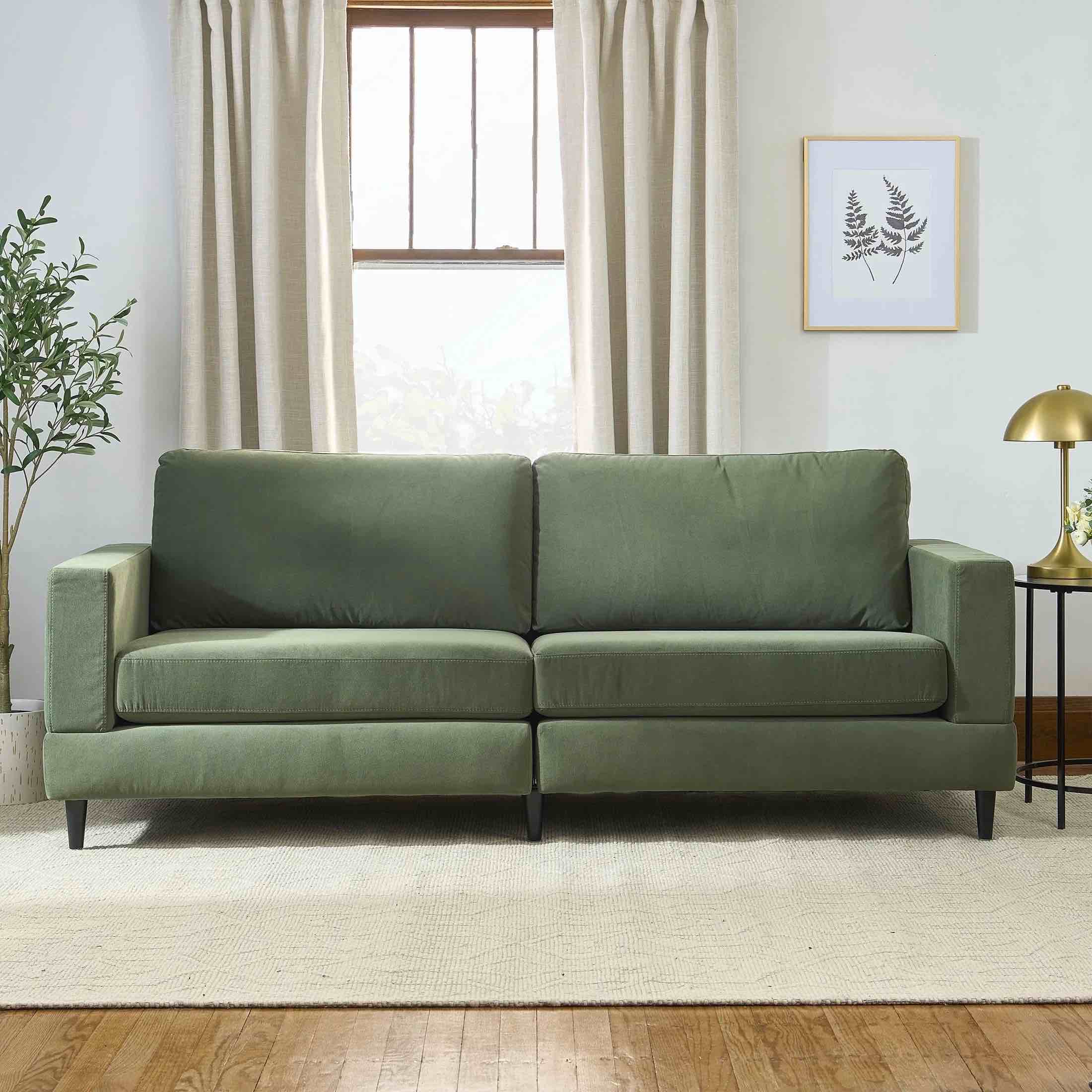 Better Homes And Gardens Springwood Wood Frame Sofa, Olive  ( See description) 