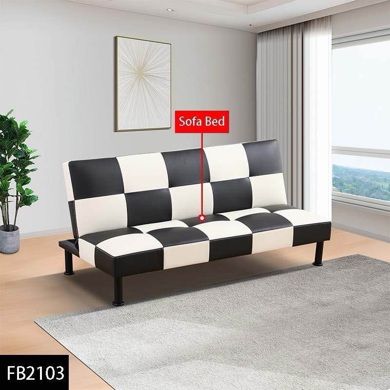 Black&White Faux Leather Living Room Sofabed-FB2103
