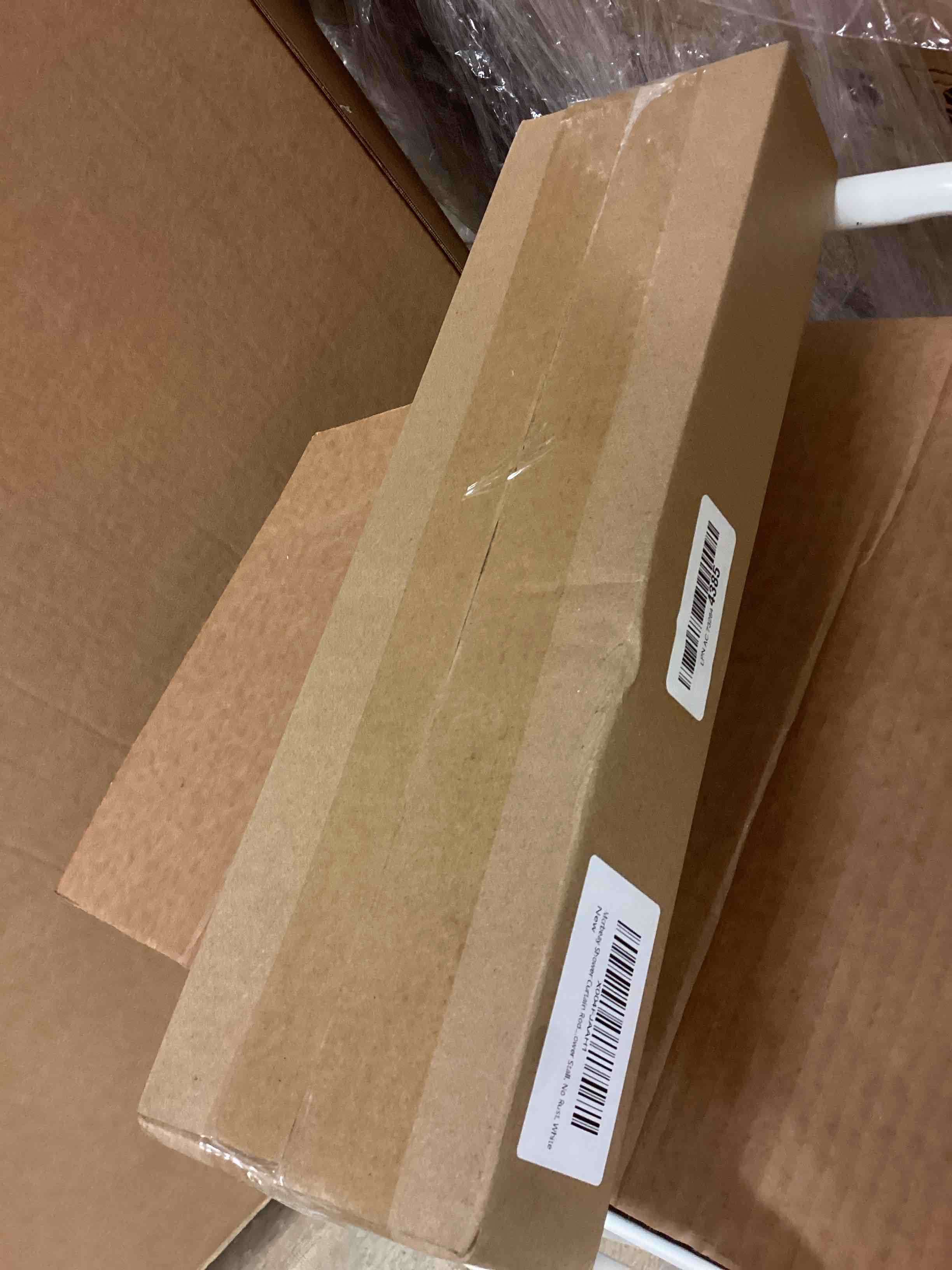 Condition photo showing New/Like New for Shower Curtain Rod, 1" Diameter Heavy Duty Tension Shower Rod, Non Slip Adjustable 28-102 inch No Drilling Shower Curtain Rods Spring Tension For Bathroom, Shower Stall, No Rust, White 28-102 Inches White