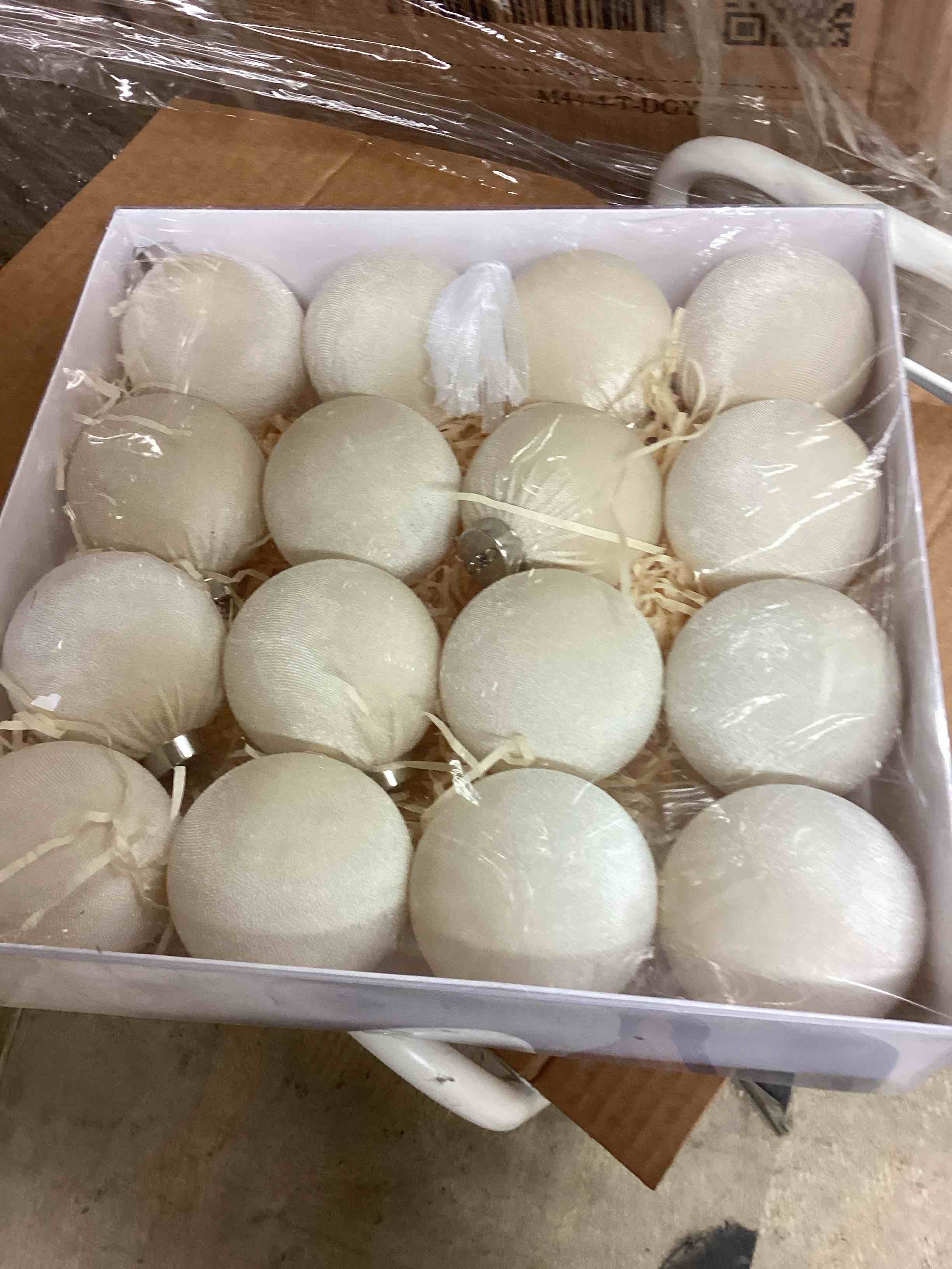 Condition photo showing New/Like New for Velvet Ornaments for Christmas Tree Decorations - Beige Xmas Ball Ornament for Indoor Holiday Decor - Shatterproof Christmas Bulbs Ornaments 80mm 3.15inch - Pack of 9