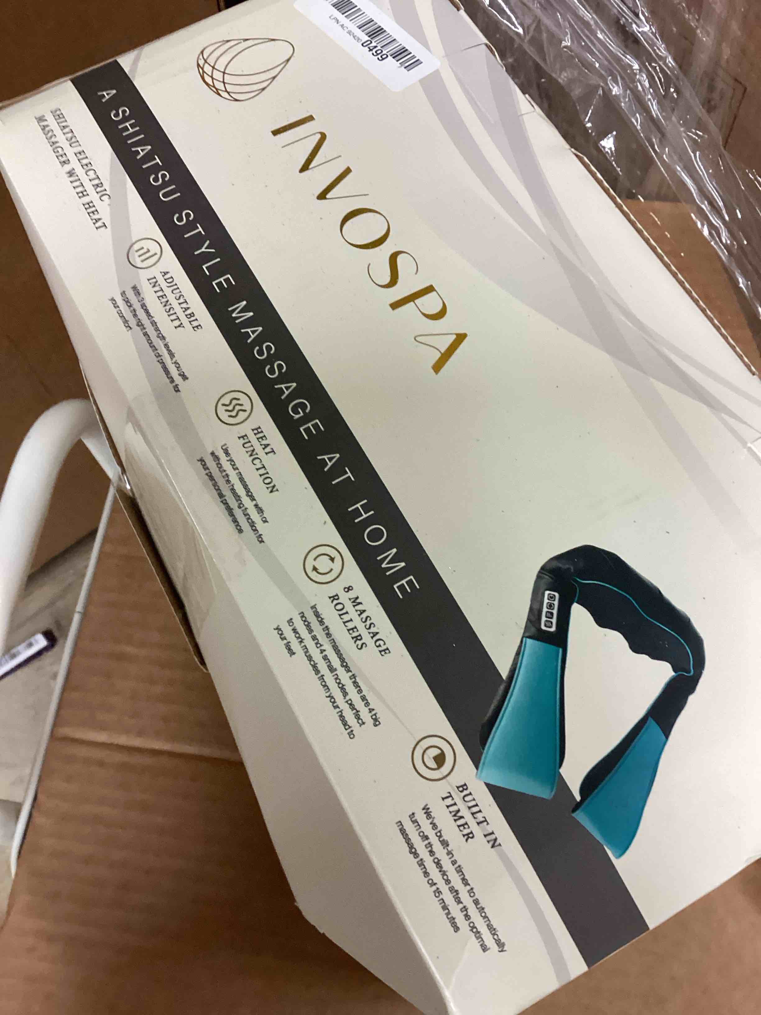 Condition photo showing Good Condition for InvoSpa Shiatsu Neck and Back Massager with Heat - Deep Kneading Pillow for Massage - Electric Full Body Massager Blue