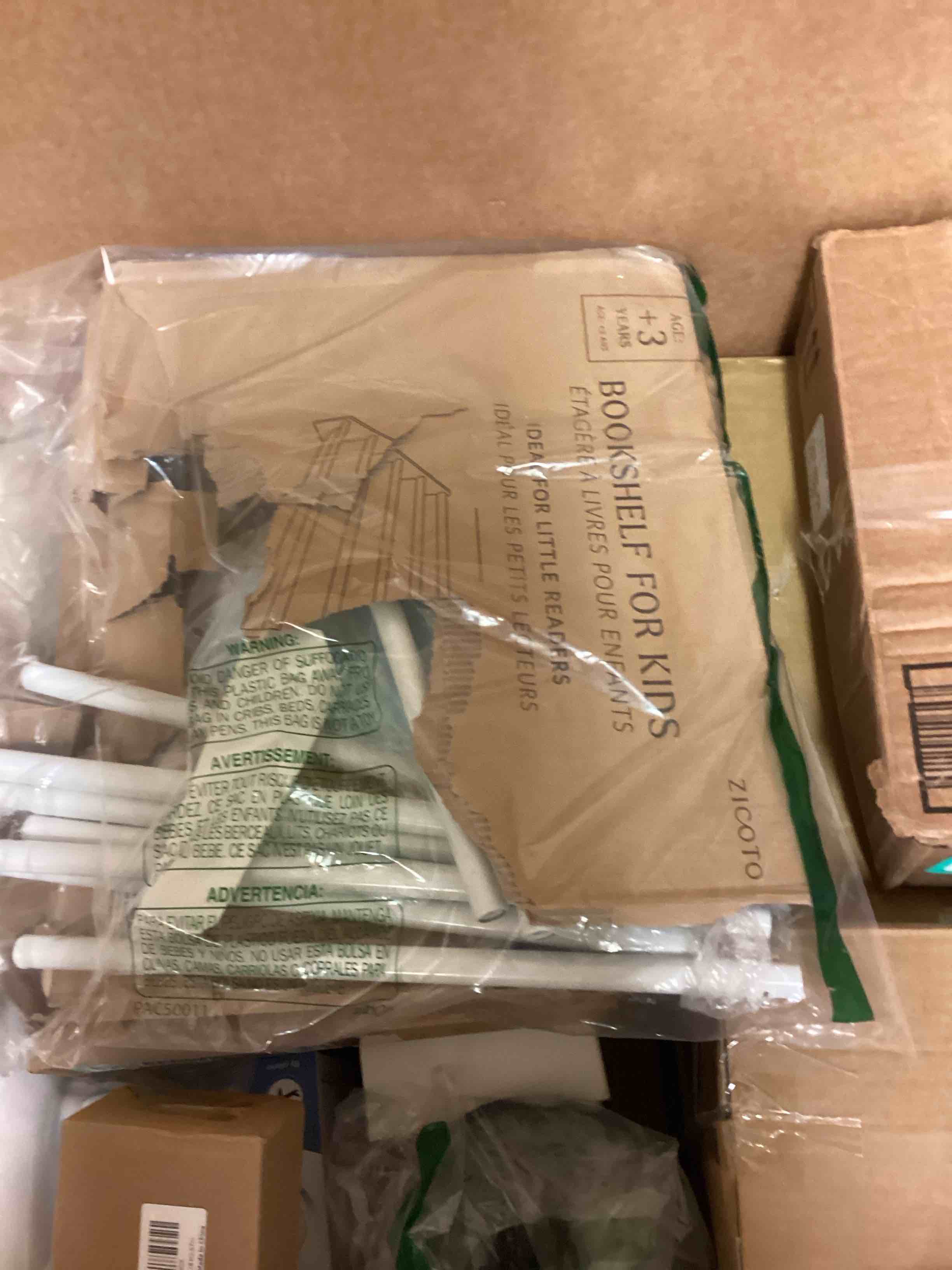 Condition photo showing As Is for ZICOTO Decorative Wooden Bookshelf for Kids Rooms - Keeps Plenty of Books Neatly Organized & Within Reach for Toddlers - Easy Install Montessori Book Shelf for Baby's Bedroom or Playroom Decor Blue