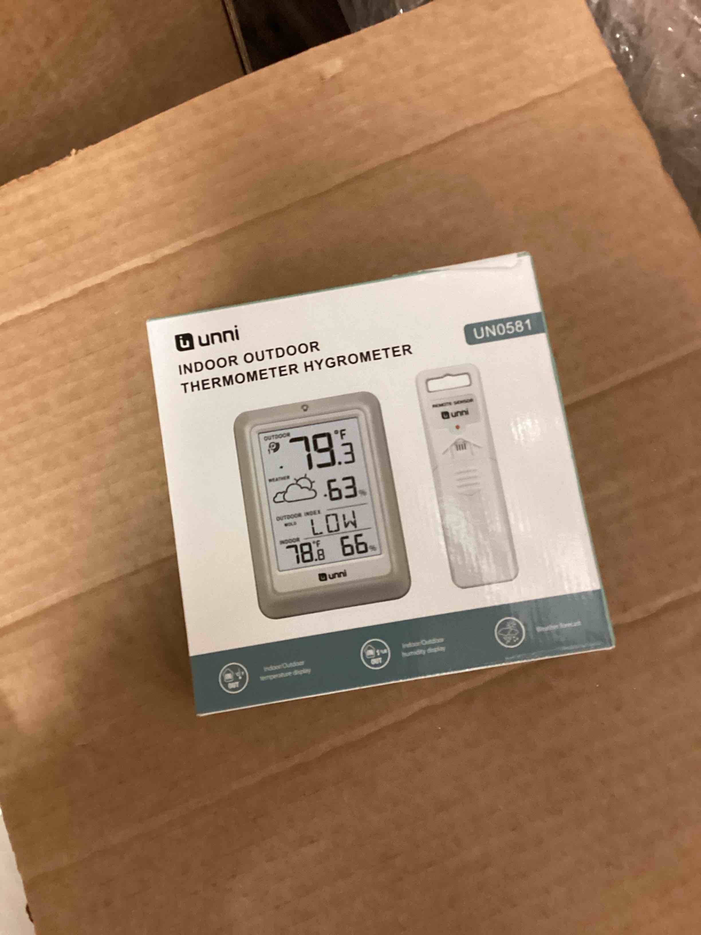 Condition photo showing New/Like New for Indoor Outdoor Thermometer Hygrometer Wireless Weather Station, Temperature Humidity Monitor Battery Powered Inside Outside Thermometers with 330ft Range Remote Sensor and Backlight Display White+Grey