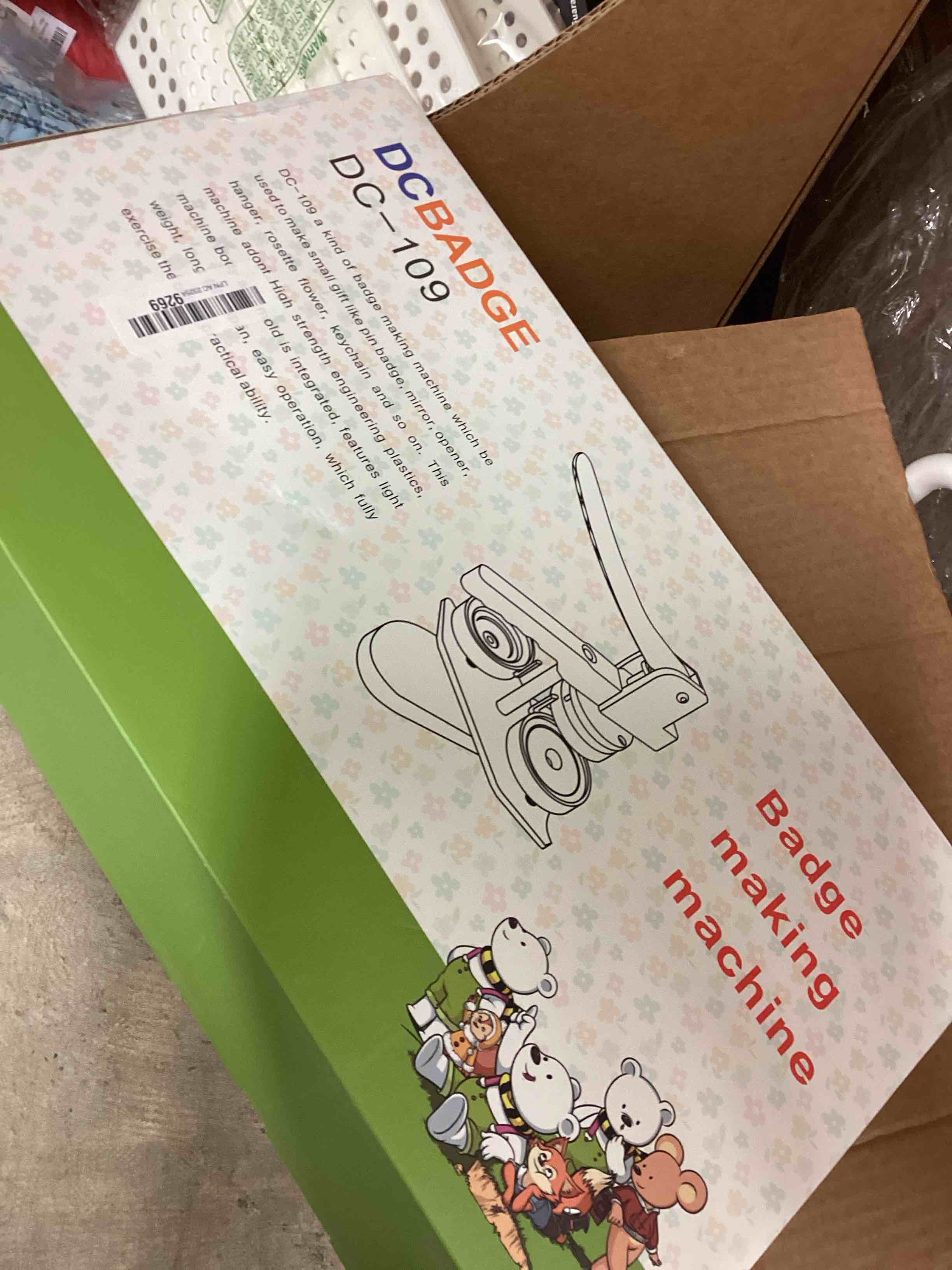 Condition photo showing New/Like New for Button Maker Machine 58mm - (3rd Gen) Installation-Free 58mm(2.25in) DIY Pin Badge Button Maker Press Machine Badge Punch Press with Free 100pcs Button Parts&Pictures&Circle Cutter&Magic Book 2.25 inch / 58mm